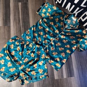 Teal Floral Pajama Set